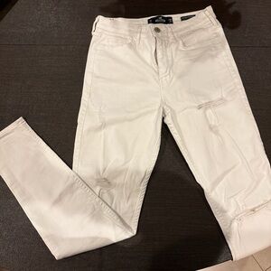 Hollister White Denim with Brown Patch